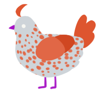 A mist and vermilion chicken with a speckle pattern