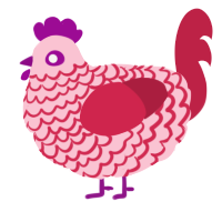 A rose and crimson chicken with a lace pattern