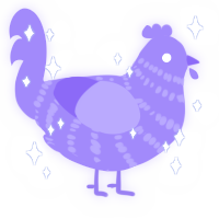 A blurple chicken with a bar pattern
