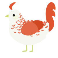 A white and vermilion chicken with a half-lace pattern