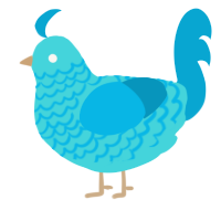 thats just a bird, a aqua and cerulean chicken with a lace pattern