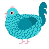 A aqua and sea chicken with a lace pattern