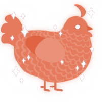 A vermilion chicken with a lace pattern