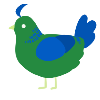 A viridian and ultramarine chicken with a neck-band pattern