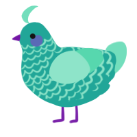 A turquoise and mint chicken with a lace pattern