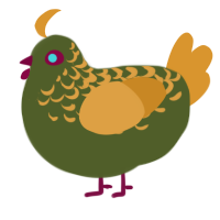 A olive and orange chicken with a half-lace pattern