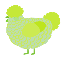 A gluppy and lime chicken with a lace pattern