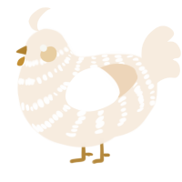 A cream chicken with a bar pattern