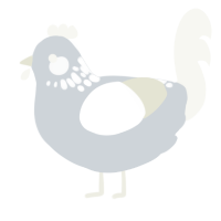 A mist and white chicken with a neck-speckle pattern