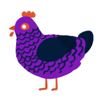 A violet and tumblr chicken with a lace pattern