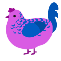A orchid and ultramarine chicken with a half-lace pattern