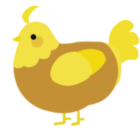 A gold and yellow chicken with a head pattern