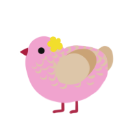 A pink and beige chicken with a half-lace pattern