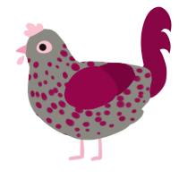 A ash and maroon chicken with a speckle pattern