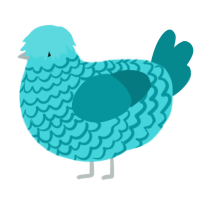 A aqua and teal chicken with a lace pattern