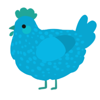 A cerulean chicken with a speckle pattern