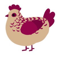 A beige and maroon chicken with a half-lace pattern