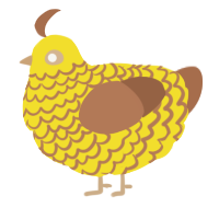 A yellow and brown chicken with a lace pattern
