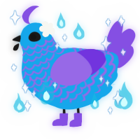 A sky and blurple chicken with a lace pattern