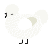 A white chicken with a lace pattern