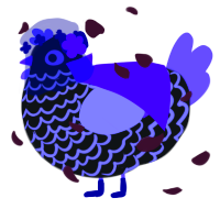 A black and lilac chicken with a lace pattern