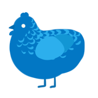 A sapphire and sky chicken with a half-lace pattern
