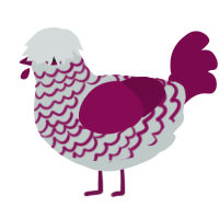 A silver and wine chicken with a lace pattern