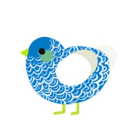 A sapphire and white chicken with a double-lace pattern