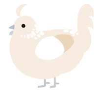 A cream chicken with a neck-speckle pattern