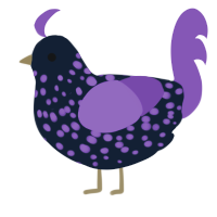 A tumblr and violet chicken with a speckle pattern