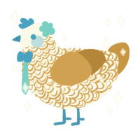 A white and gold chicken with a double-lace pattern