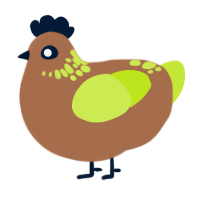 grass block, a brown and lime chicken with a neck-speckle pattern