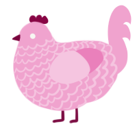 A pink chicken with a lace pattern
