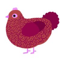 A red and maroon chicken with a double-lace pattern