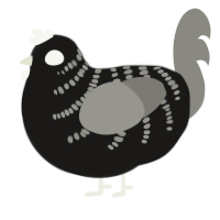 A sable and ash chicken with a half-bar pattern