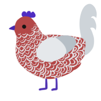 barn², a red and mist chicken with a double-lace pattern