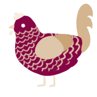 A maroon and beige chicken with a lace pattern