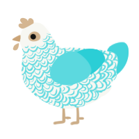 冒険者, a white and aqua chicken with a double-lace pattern