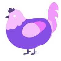 A blurple and lavender chicken with a head pattern
