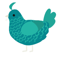 A teal and turquoise chicken with a lace pattern