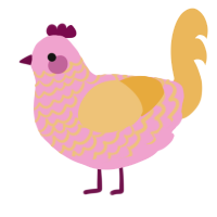 A pink and honey chicken with a lace pattern