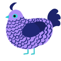 Utensil Cornelio, a lilac and navy chicken with a lace pattern