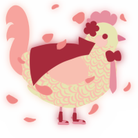 A white and rose chicken with a double-lace pattern