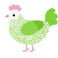 A white and grass chicken with a double-lace pattern