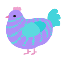 A lilac and aqua chicken with a bar pattern
