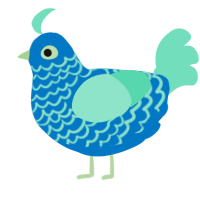A sapphire and mint chicken with a lace pattern