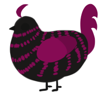 A sable and wine chicken with a bar pattern
