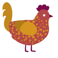 Ketchup, a red and ochre chicken with a speckle pattern