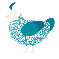 A white and sea chicken with a double-lace pattern