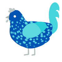 A ultramarine and aqua chicken with a speckle pattern